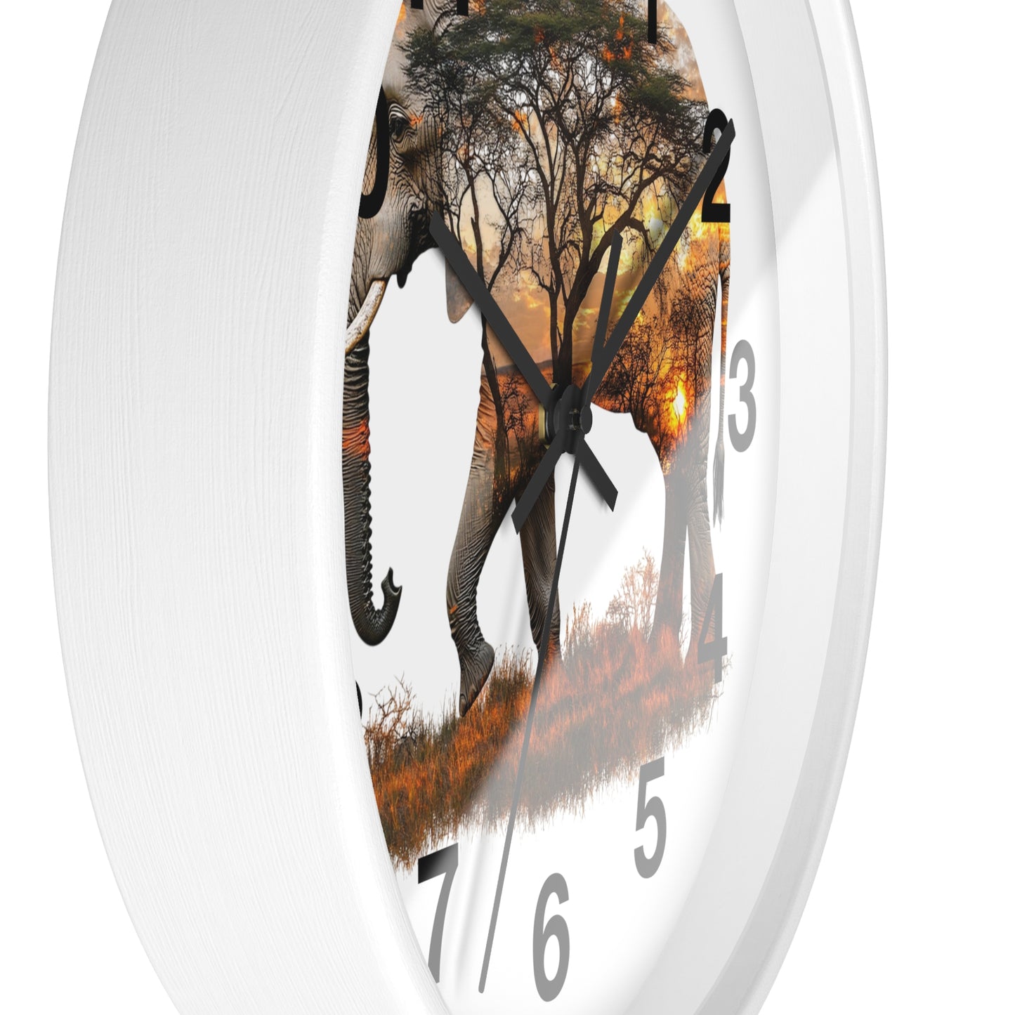 Elephant Sunset Wall Clock, Nature Decor, Wildlife Home Accessory, Animal Lover Gift, Safari Themed Clock, Unique Wall Art