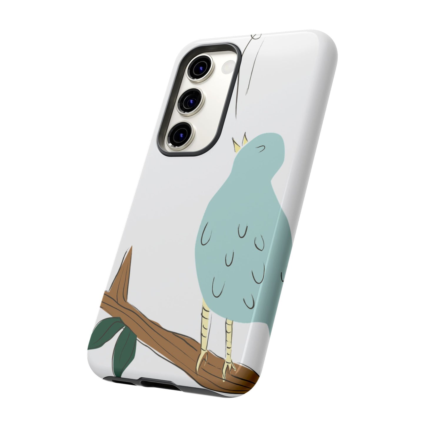 Birdsong Phone Case — Cute Blue Bird on Branch Protective Case