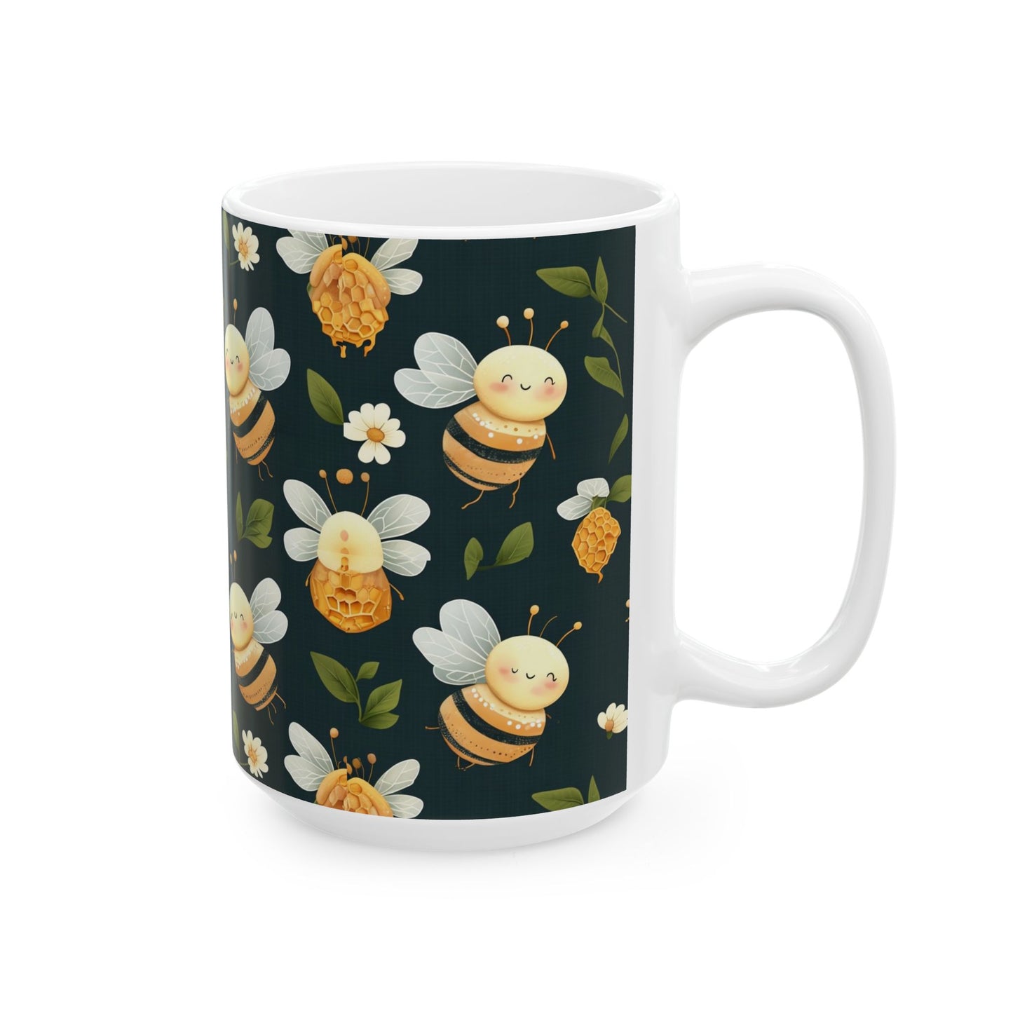 Cute Bee Ceramic Mug - Whimsical Coffee Cup for Bee Lovers, Gift for Her