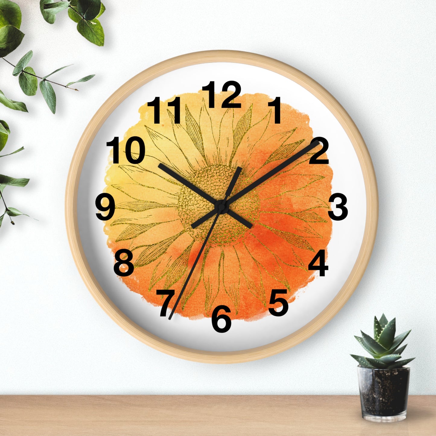 Sunflower Wall Clock, Rustic Home Decor, Floral Clock, Boho Wall Art, Gift for Garden Lovers, Housewarming Gift