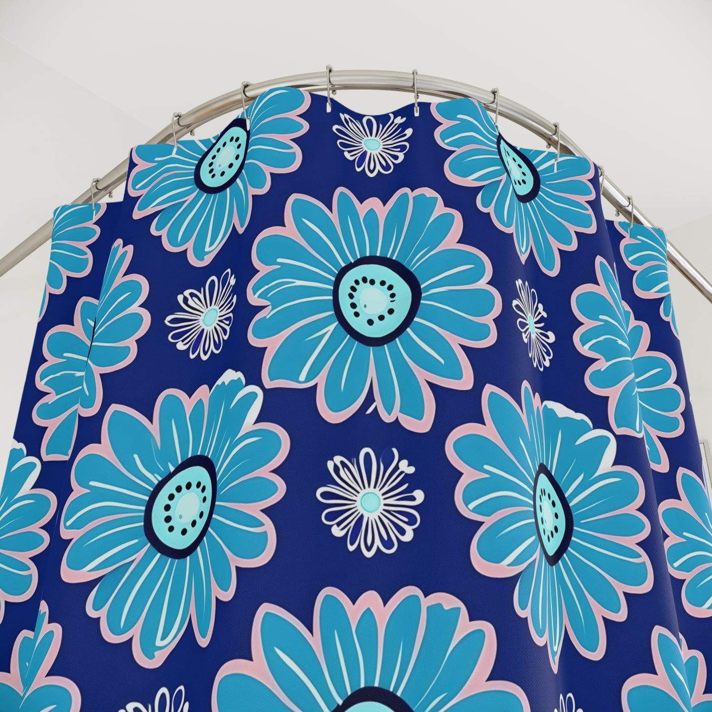 Boho Floral Shower Curtain, Vibrant Bathroom Decor