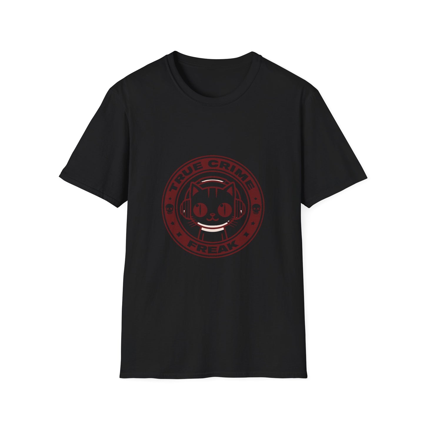 True Crime Freak Cat T-Shirt – Cute Kitty Badge Tee for True Crime Fans