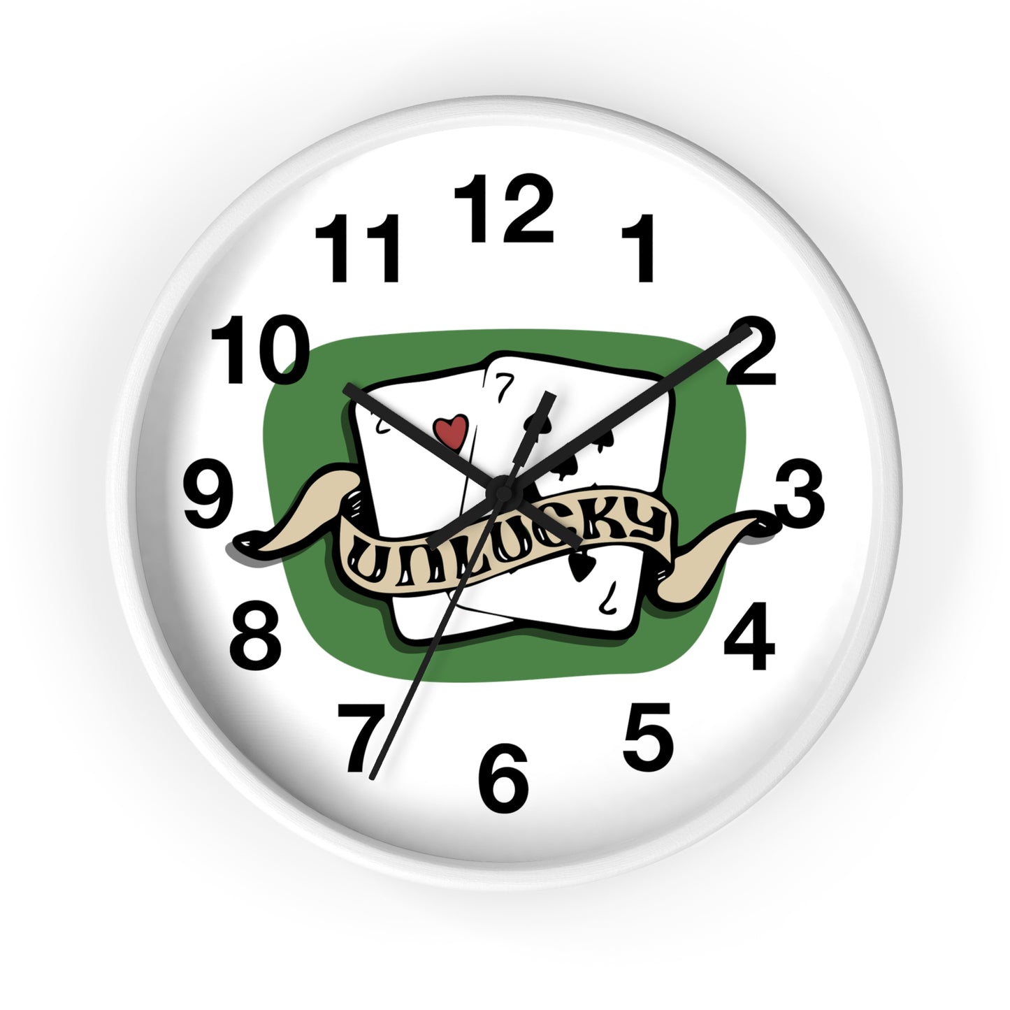 Vintage Playing Cards Wall Clock | Unlucky Tattoo Style Poker Design