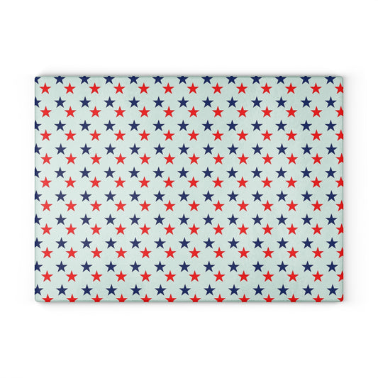 Glass Cutting Board stars red white and blue