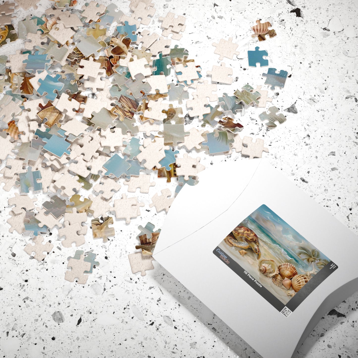 Seashells and Turtle Beach Scene Puzzle