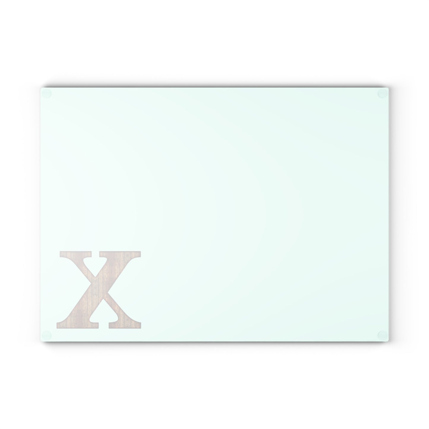 Monogram Glass Cutting Board — Minimal Mint or Clear Glass with Wood 'X' Accent