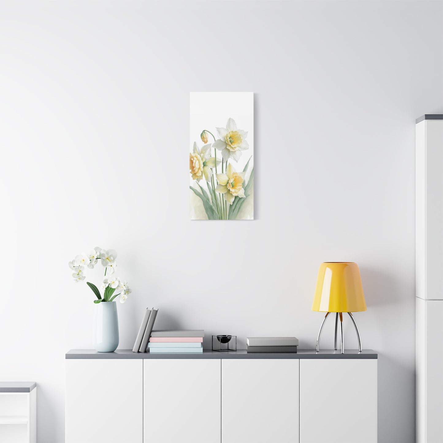 Matte Canvas, Stretched, 1.25" beautiful flowers white and yellow.