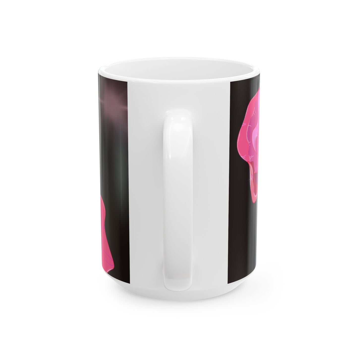 Floral Ceramic Mug - Pink Blossoms on Black, Gift for Flower Lovers, Home & Office Decor, Coffee or Tea, Mother's Day Gift, Birthday Present