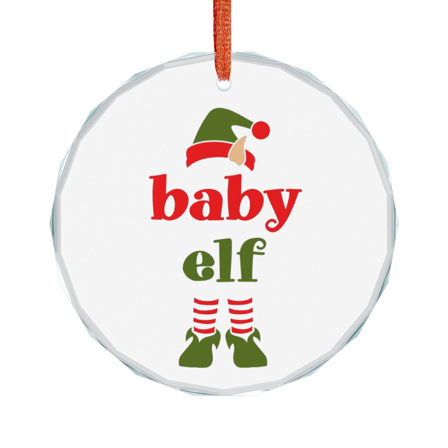 Baby Elf Heart Crystal Ornament — Personalized Christmas Tree Keepsake