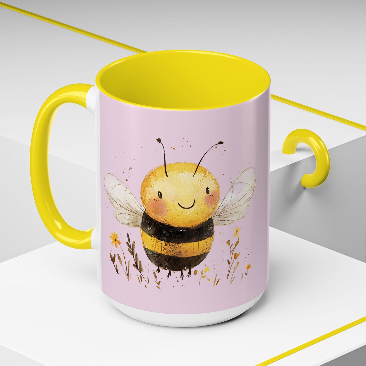 Cute Bee Accent Coffee Mug for Nature Lovers, Fun Bee Design, Gift for Friends, Bee Themed Kitchenware, Bee Lover's Mug
