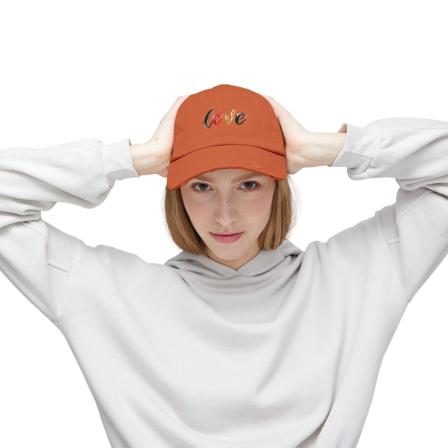 Distressed Love Cap - Casual Unisex Hat for Everyday Wear, Gift for Her, Summer Accessory, Trendy Streetwear, Distressed Cap