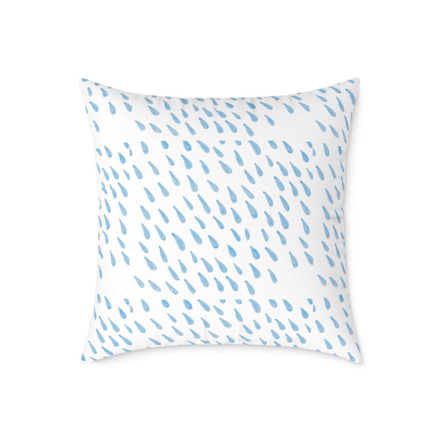 Blue Raindrop Pattern Square Pillow — Minimal Coastal Decorative Throw Pillow