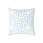 Blue Raindrop Pattern Square Pillow — Minimal Coastal Decorative Throw Pillow