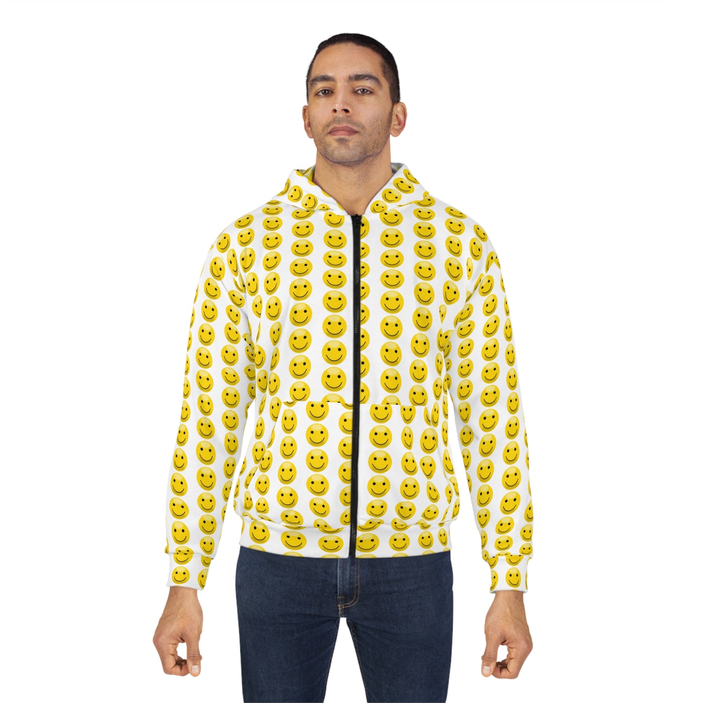 Smiley Face Zip Hoodie | Unisex Hoodie, Casual Wear, Trendy Sweatshirts, Gifts for Friends, Happy Vibes Clothing
