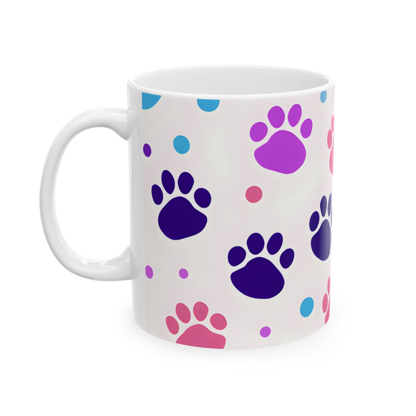 Colorful Paw Print Ceramic Mug — Cute Pet Lover Coffee Cup (11oz/15oz)