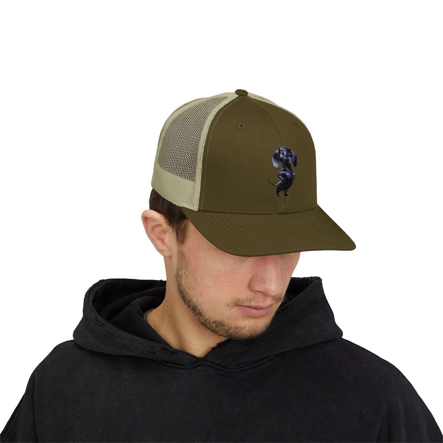 Dachshund Galaxy Trucker Cap – Embroidered Space Sausage Dog Snapback