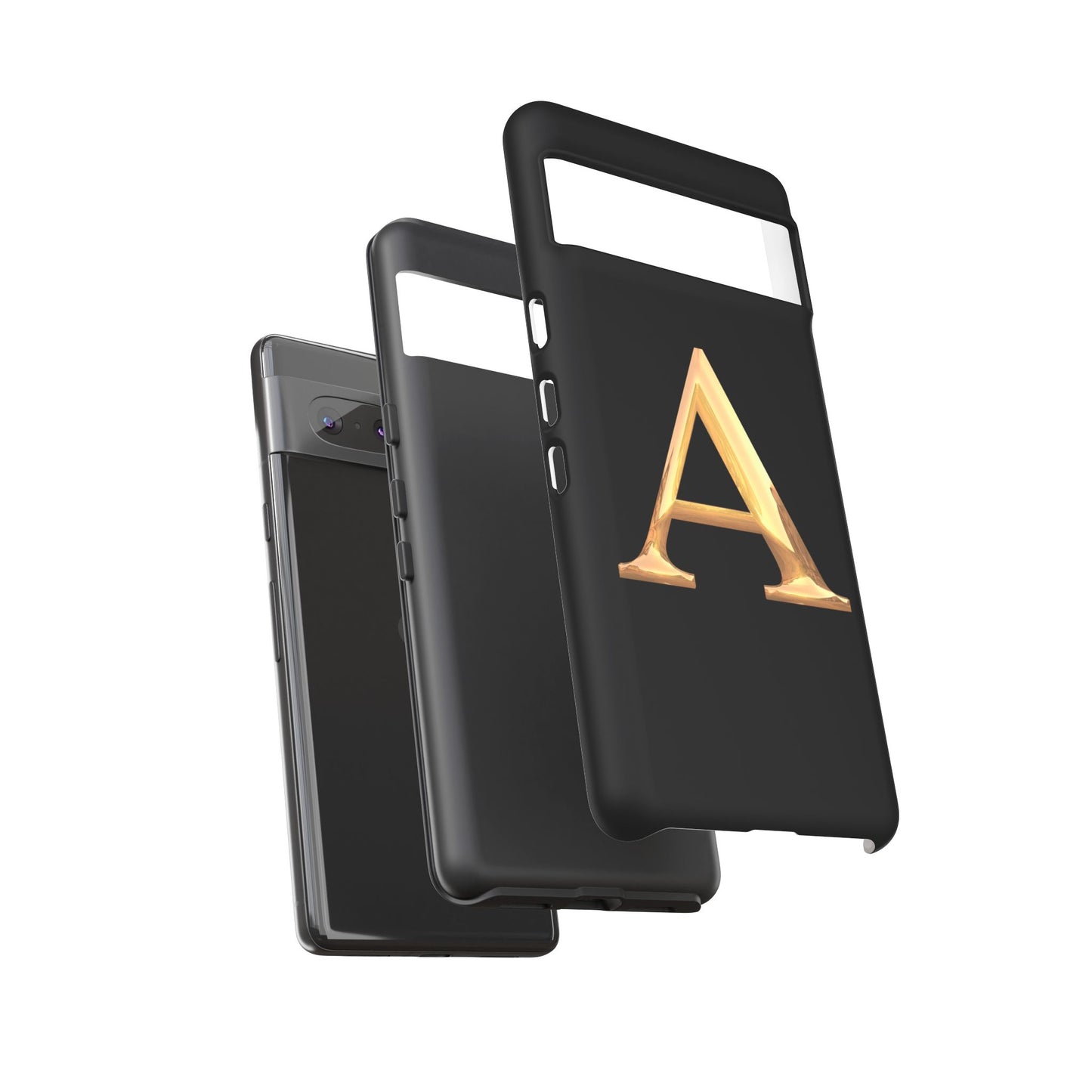 Custom Phone Case with Gold Letter A, Monogrammed Gift, Tough Protective Case, Personalized Phone Accessory, Unique Phone Cover