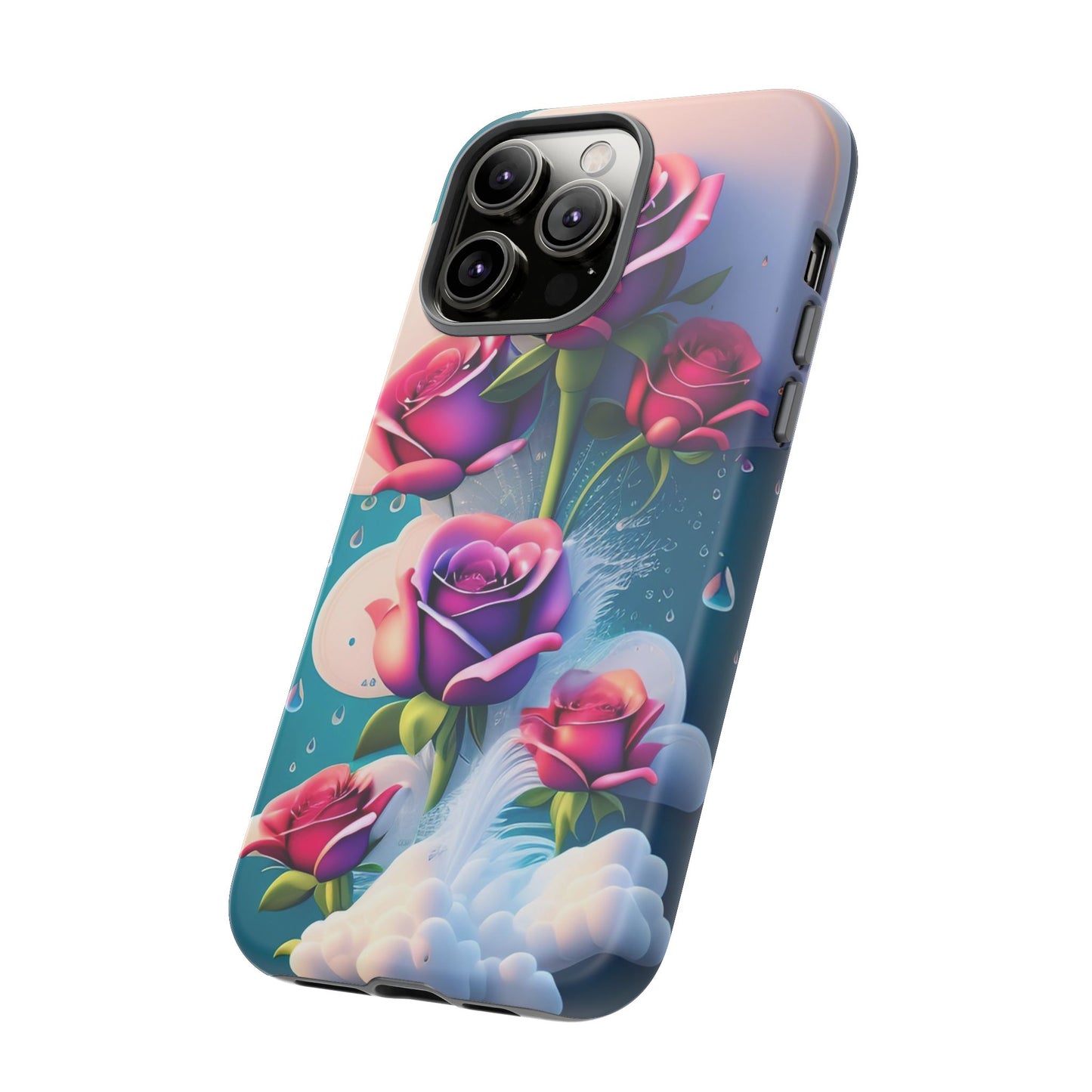 Floral Dream Tough Phone Case — Rose Bouquet Clouds Design