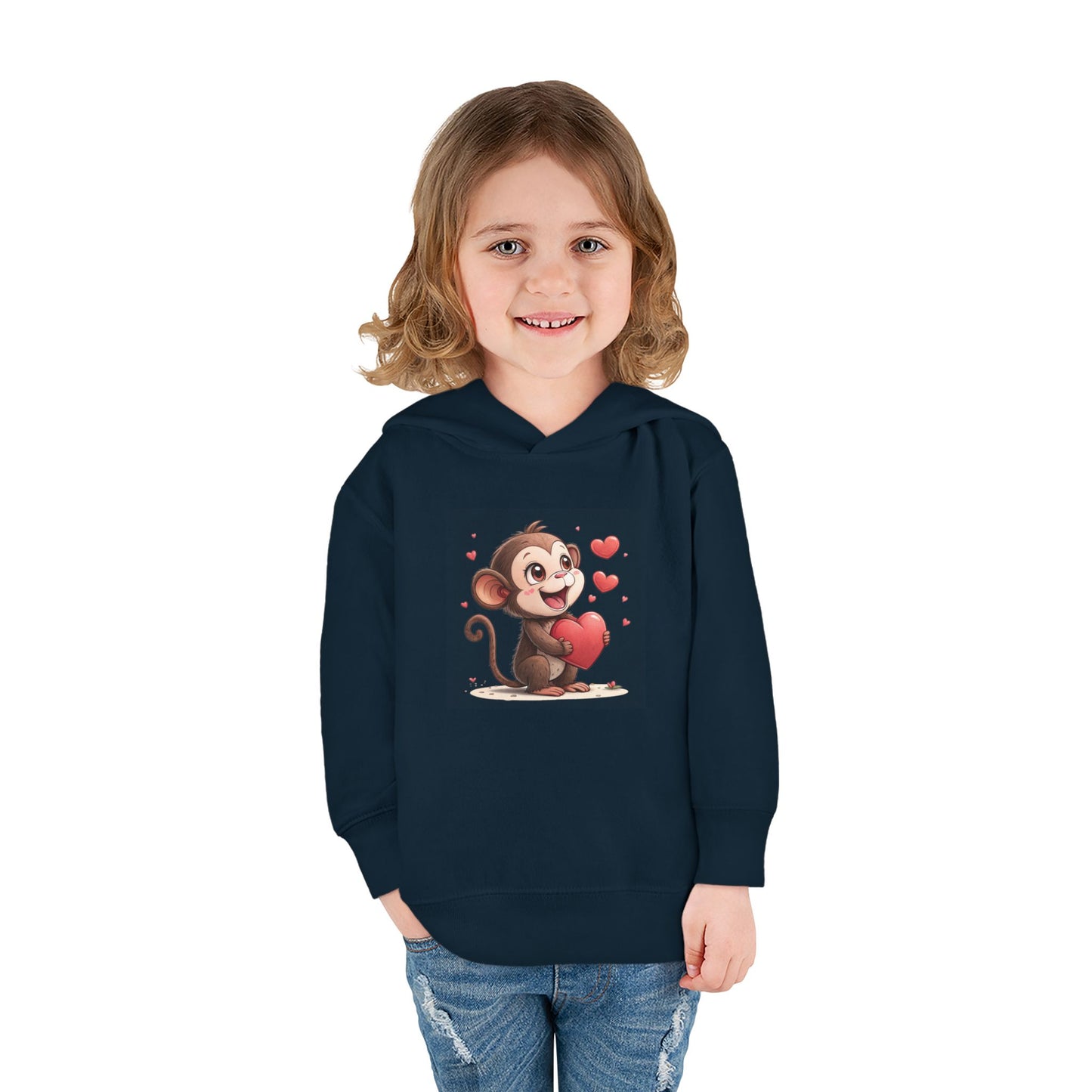 Adorable Toddler Monkey Love Hoodie, Birthday Gift, Kids Pullover, Baby Shower Gift, Cute Fleece Sweatshirt