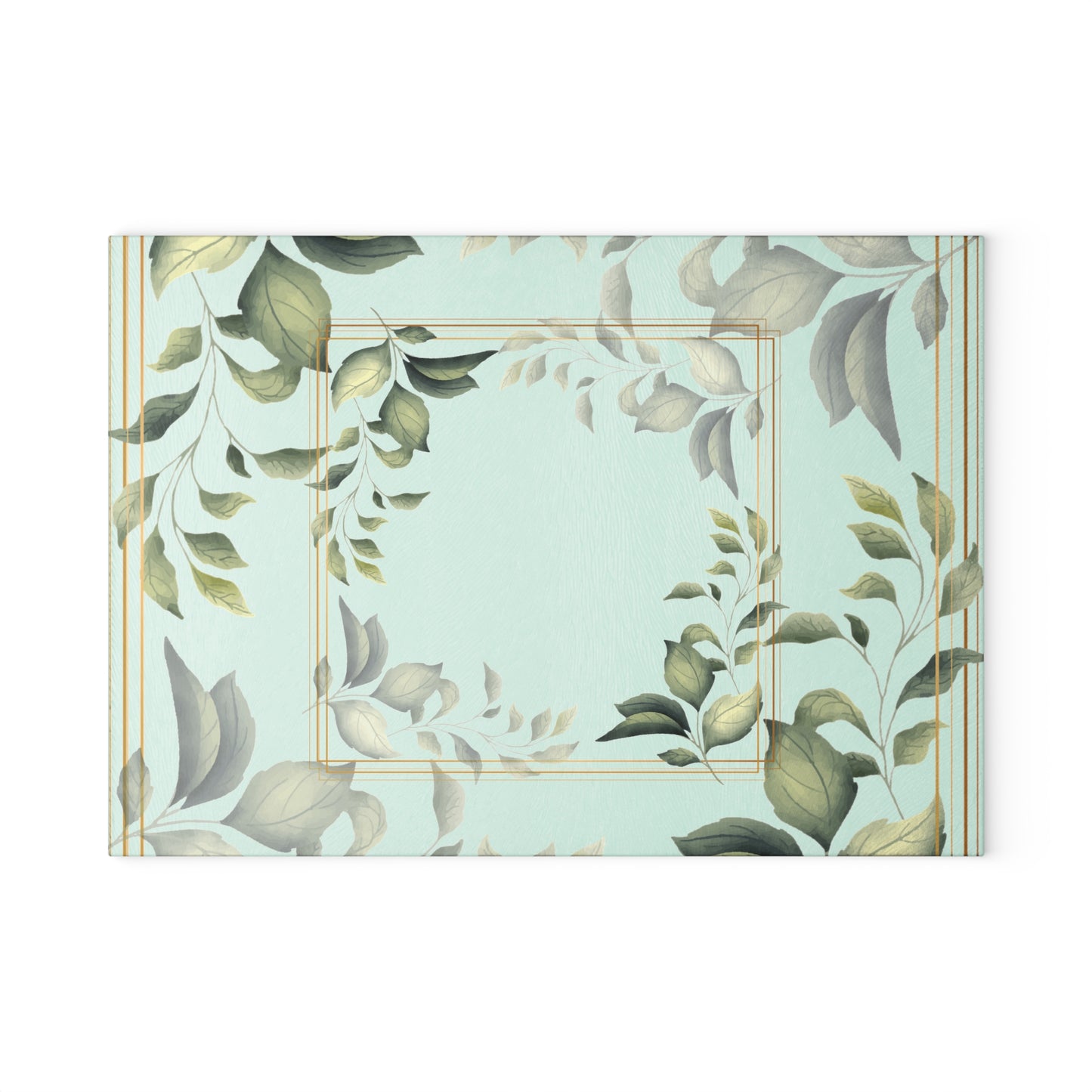 Glass Cutting Board — Botanical Green Leaf Decorative Kitchen Board