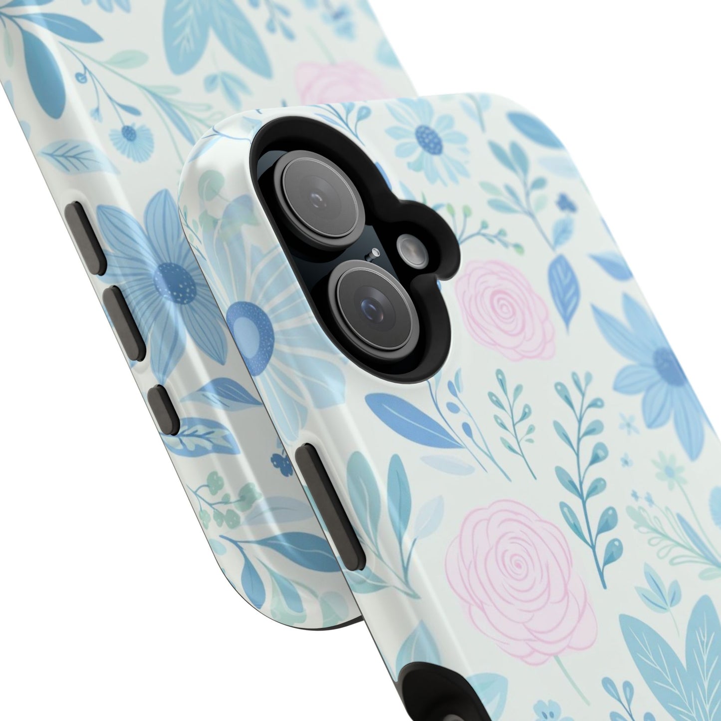 Floral Pastel Magnetic Impact Phone Case — Blue & Pink Botanical Design