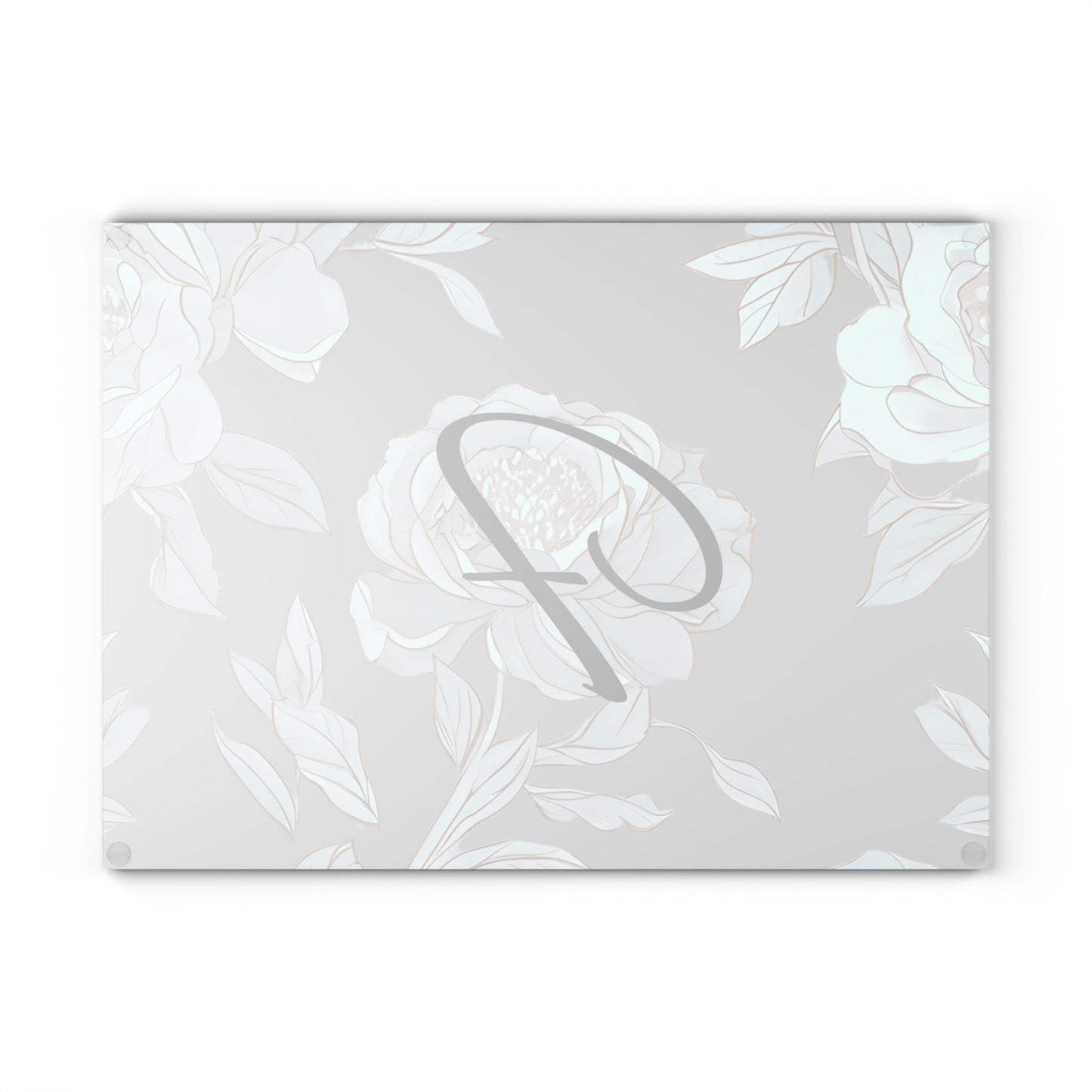 Personalized Floral Glass Cutting Board, Wedding Gift, Kitchen Decor, Unique Gift for Her, Housewarming Present