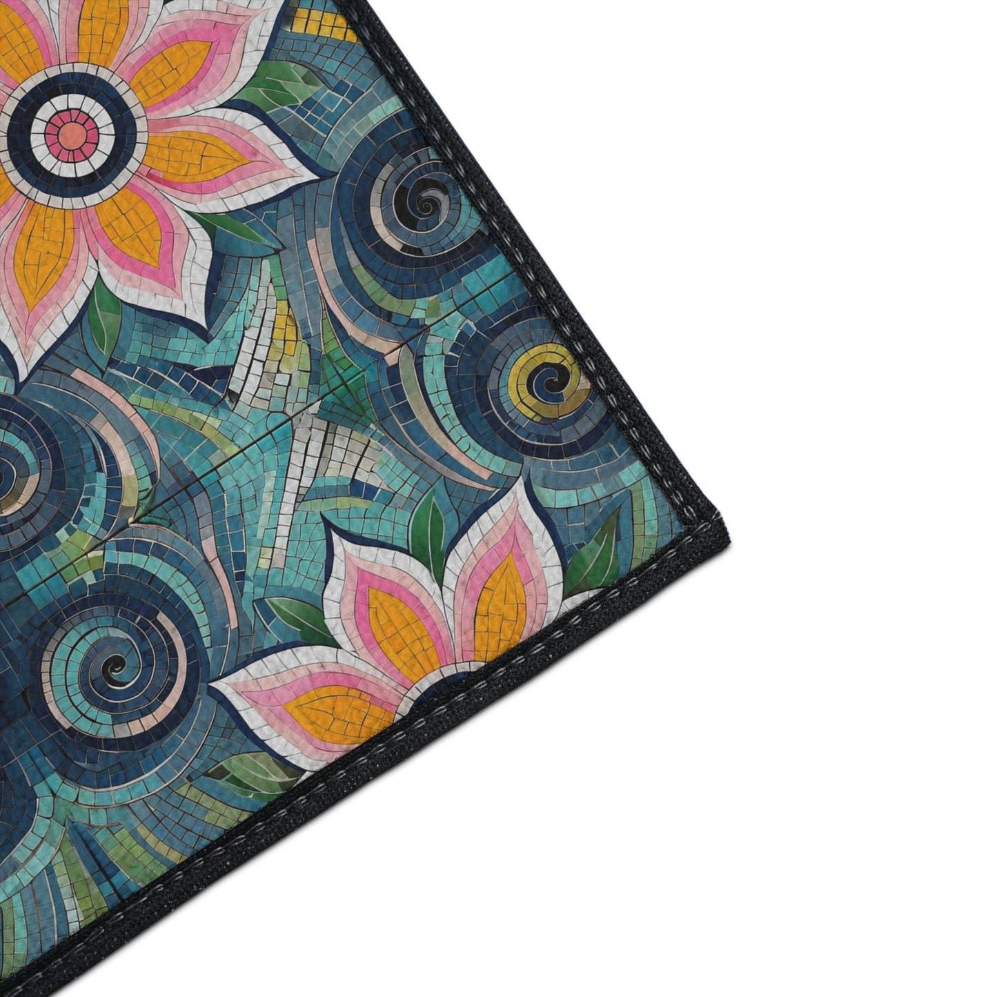 Floral Mosaic Heavy-Duty Floor Mat — Non-Slip Garden Pattern Rug