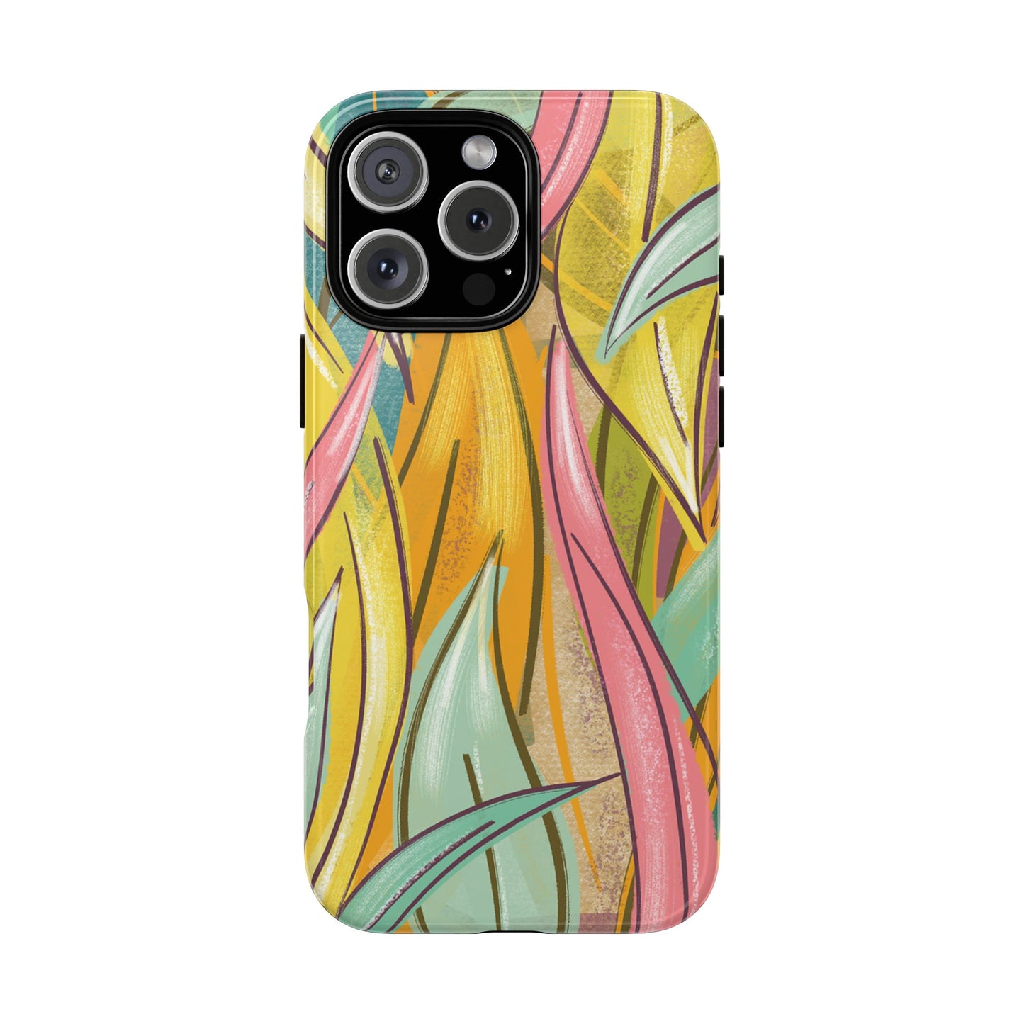 Vibrant Phone Case with Colorful Leaf Design, Tough Cases for Nature Lovers, Eco-Friendly Gift, Summer Vibes, Floral Phone Cover