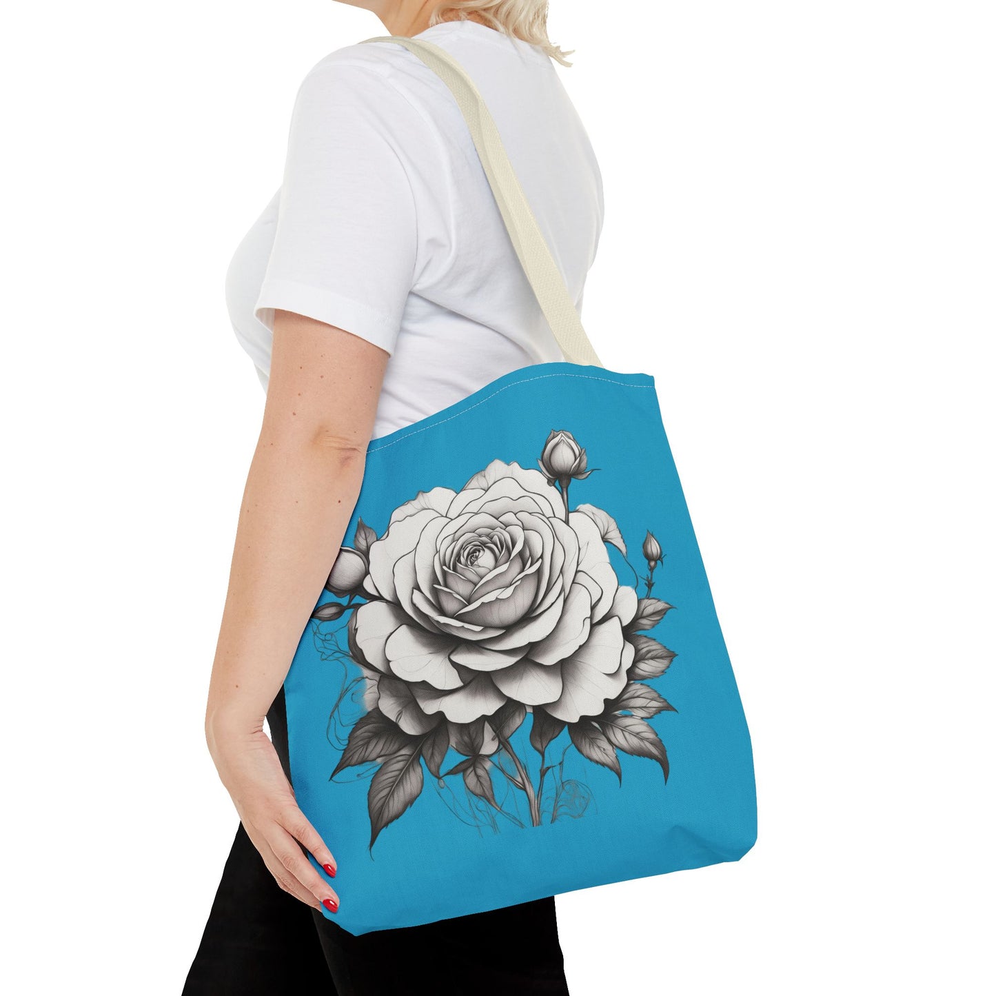 Elegant Floral Tote Bag with Roses, Chic Reusable Grocery Bag, Perfect Gift for Her, Stylish Handbag, Everyday Essentials