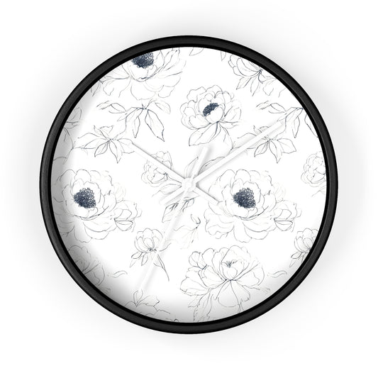 Elegant Floral Wall Clock, Modern Home Decor, Gift for Her, Kitchen Wall Art