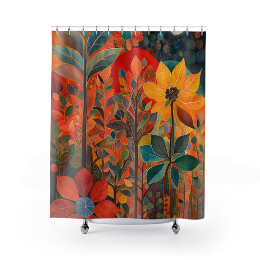 Vibrant Floral Shower Curtain, Bohemian Bathroom Decor, Colorful Home Accent, Nature-Inspired Gift, Unique Bath Accessory