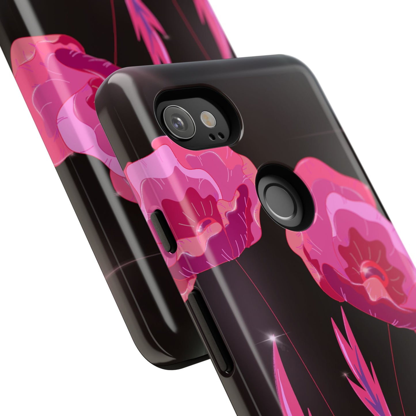 Floral iPhone Case | Tough Cases with Pink Poppy Design, Elegant Flower Phone Cover, Gift for Her, Spring Accessories, Chic Tech