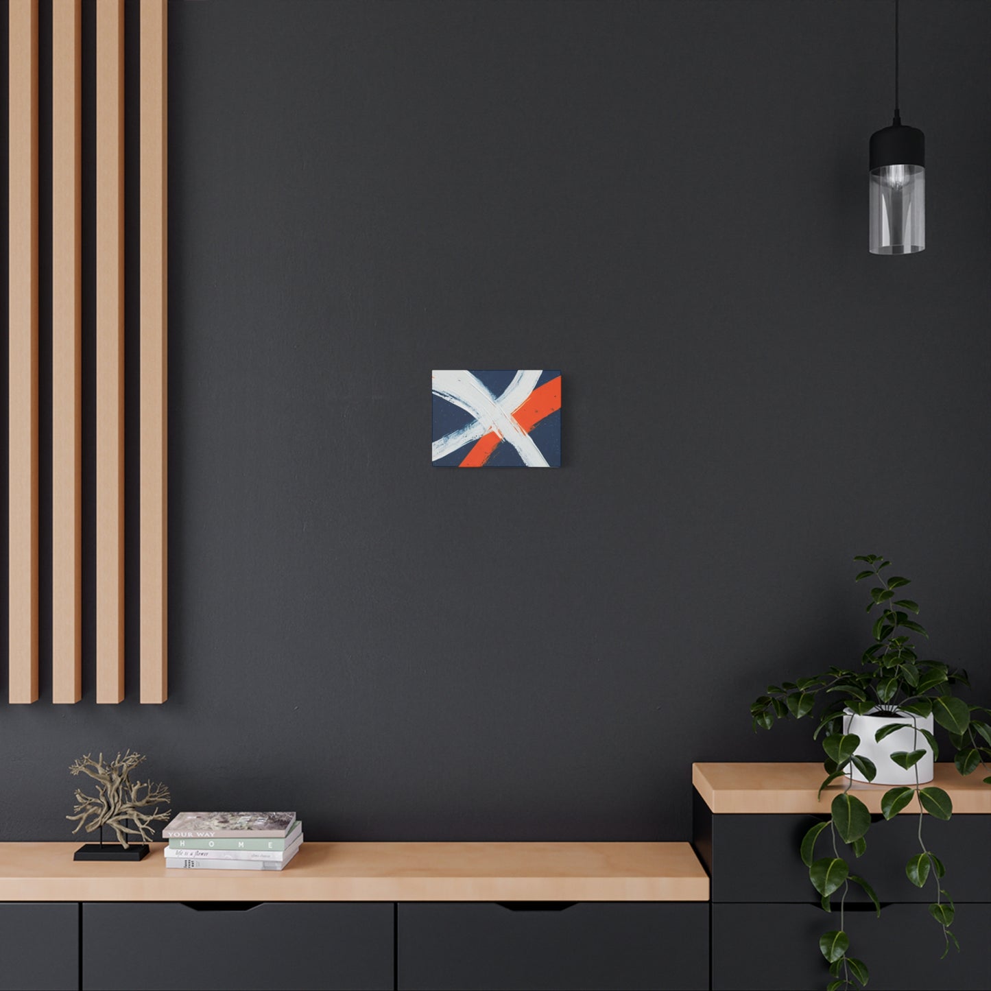 Abstract Navy & Orange Brushstroke Canvas