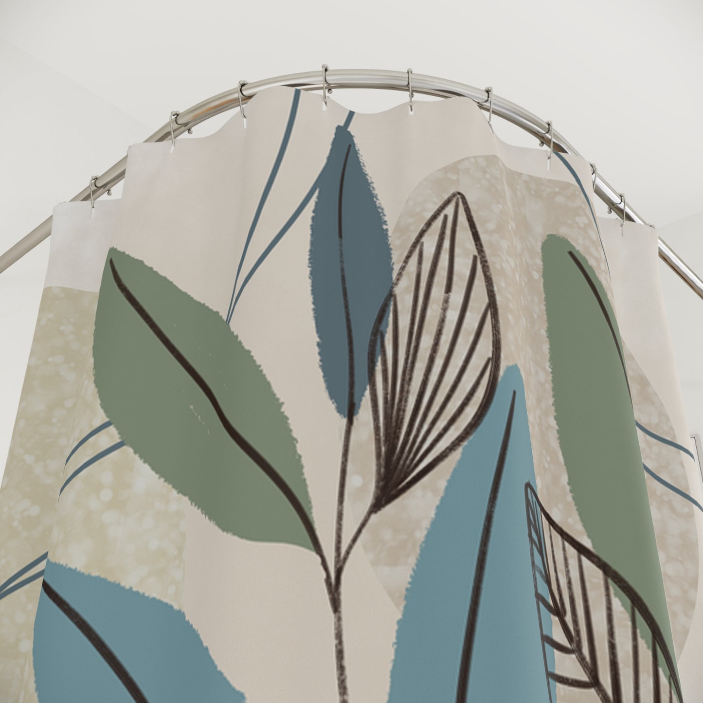Botanical Pattern Shower Curtain, Elegant Bathroom Decor, Leaf Design, Eco-Friendly Home Accessory, Perfect for Spa Vibes