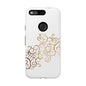 Elegant Floral Phone Case, Tough Cases, Gold Swirls, Stylish Protection, Trendy Gift, Chic Accessory
