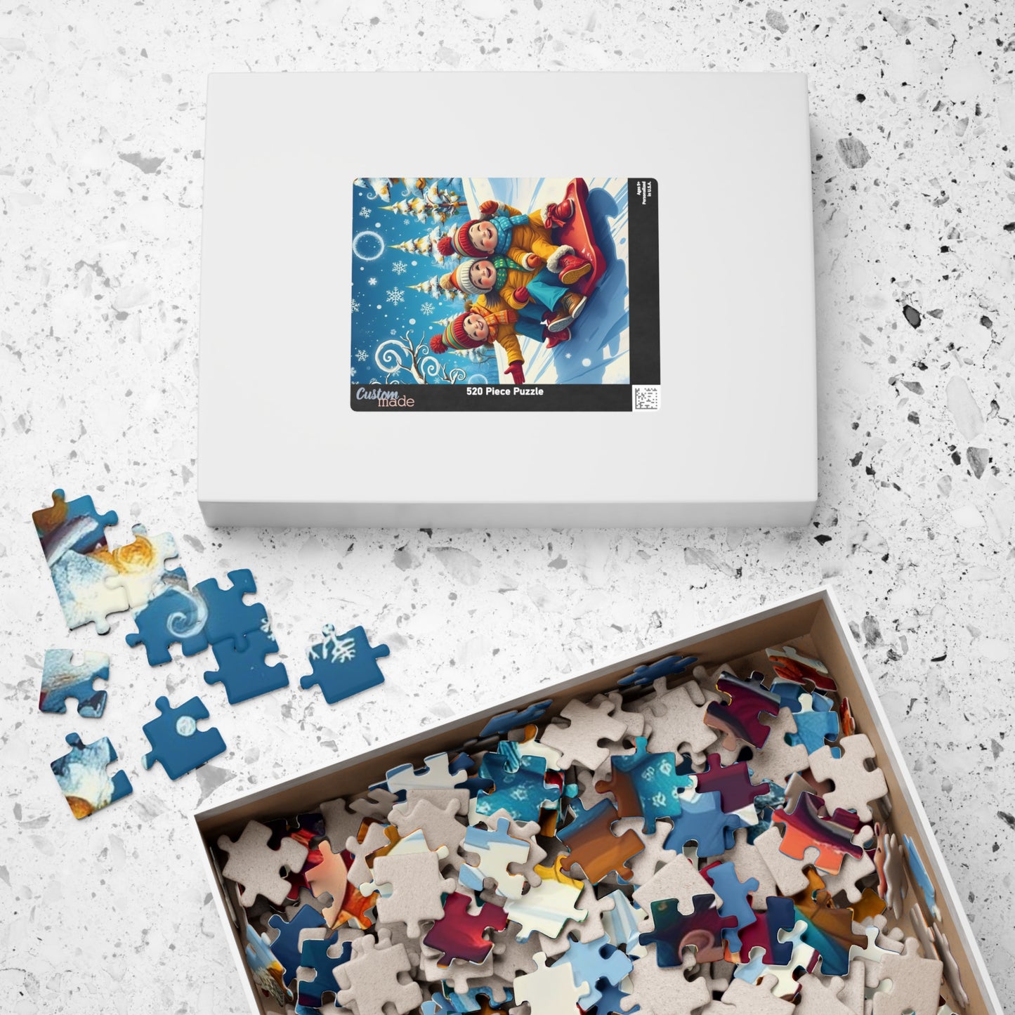 Kids Sledding Winter Scene Jigsaw Puzzle — Holiday Family Fun (110–1014 pcs)