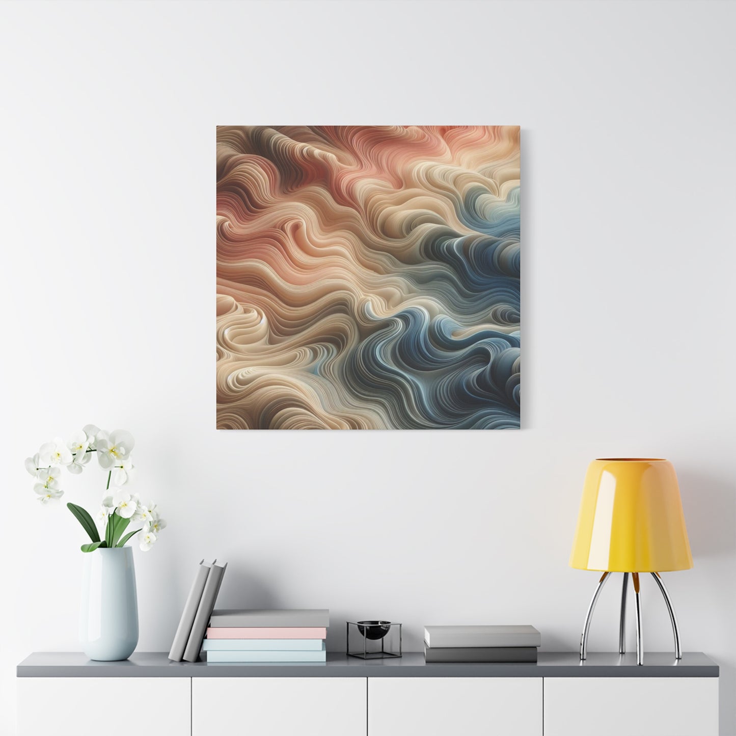 Abstract Swirl Matte Canvas Wall Art — Fluid Earth Tones, Stretched 1.25"