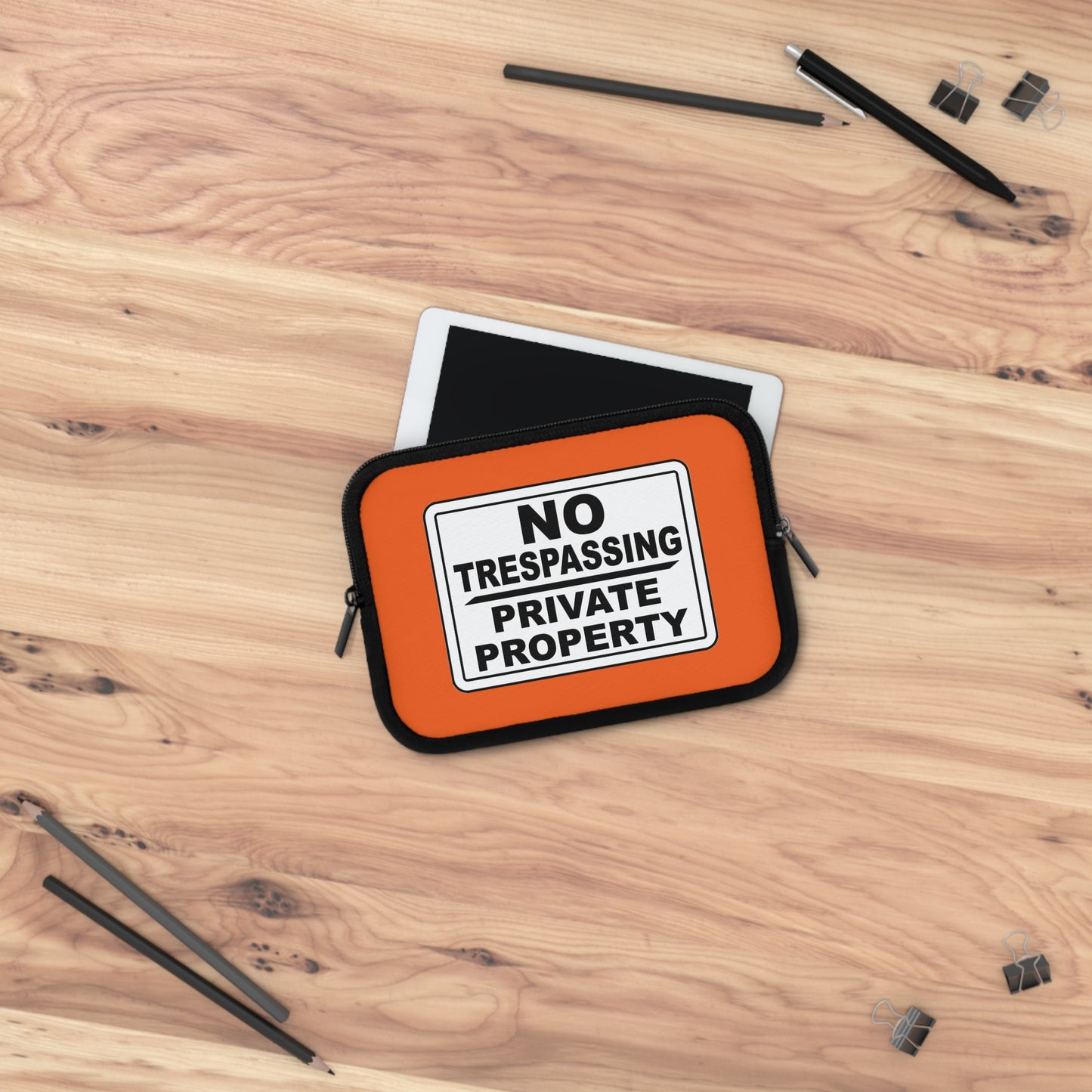 Bold Statement Laptop Sleeve - No Trespassing Design, Tech Accessory, Gift Idea, Modern Decor, Secure Storage