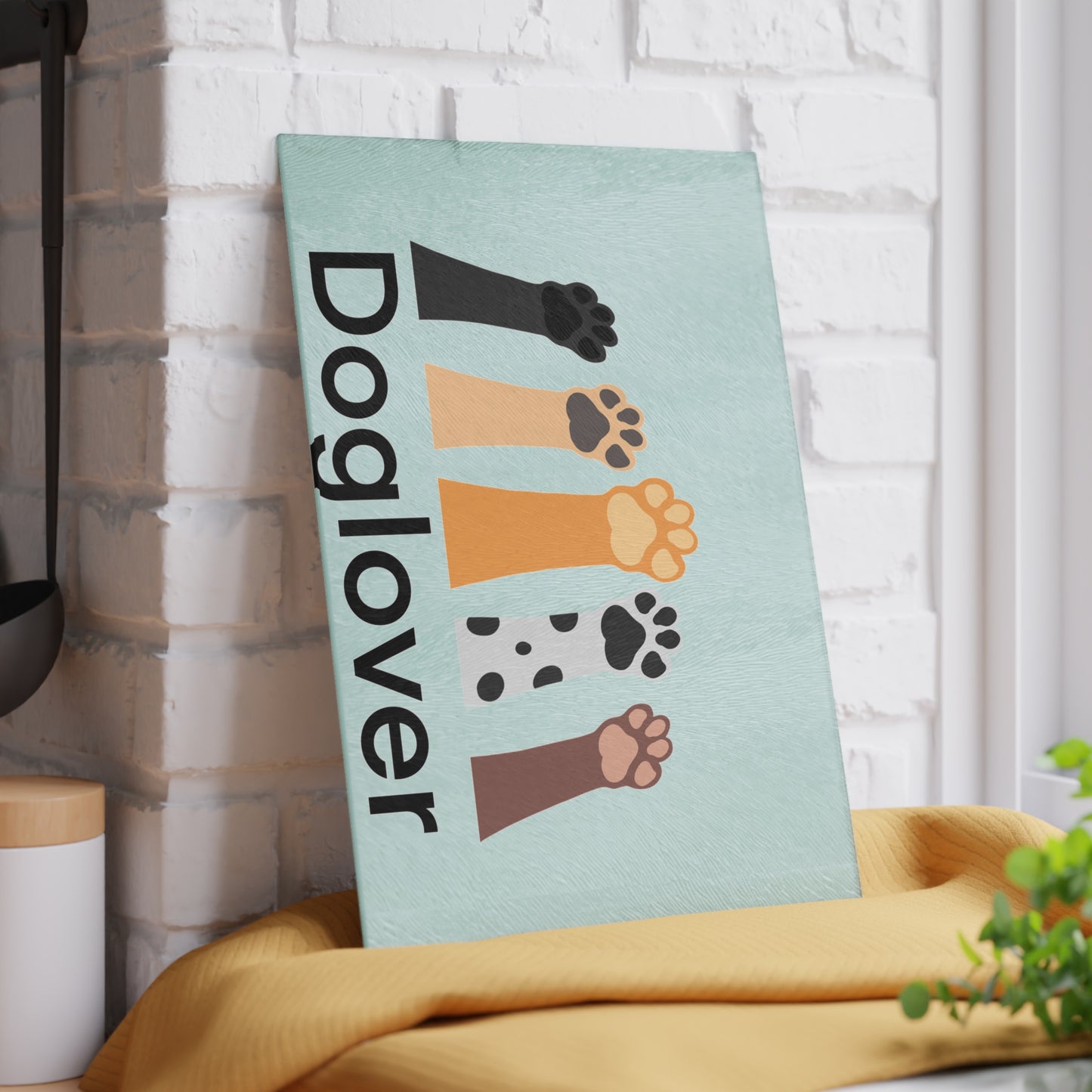 Doglover Glass Cutting Board – Cute Paw Print Kitchen Decor