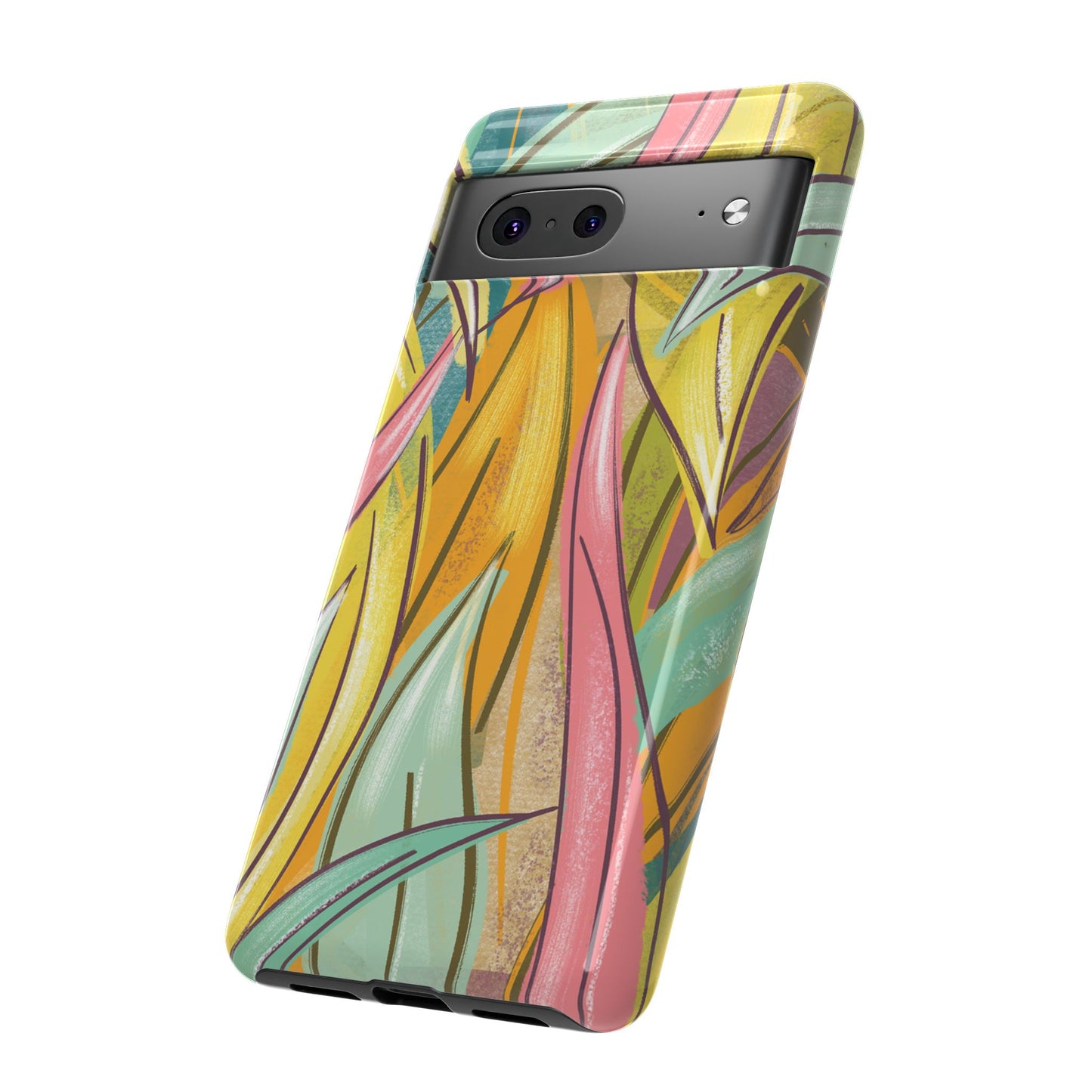 Vibrant Phone Case with Colorful Leaf Design, Tough Cases for Nature Lovers, Eco-Friendly Gift, Summer Vibes, Floral Phone Cover