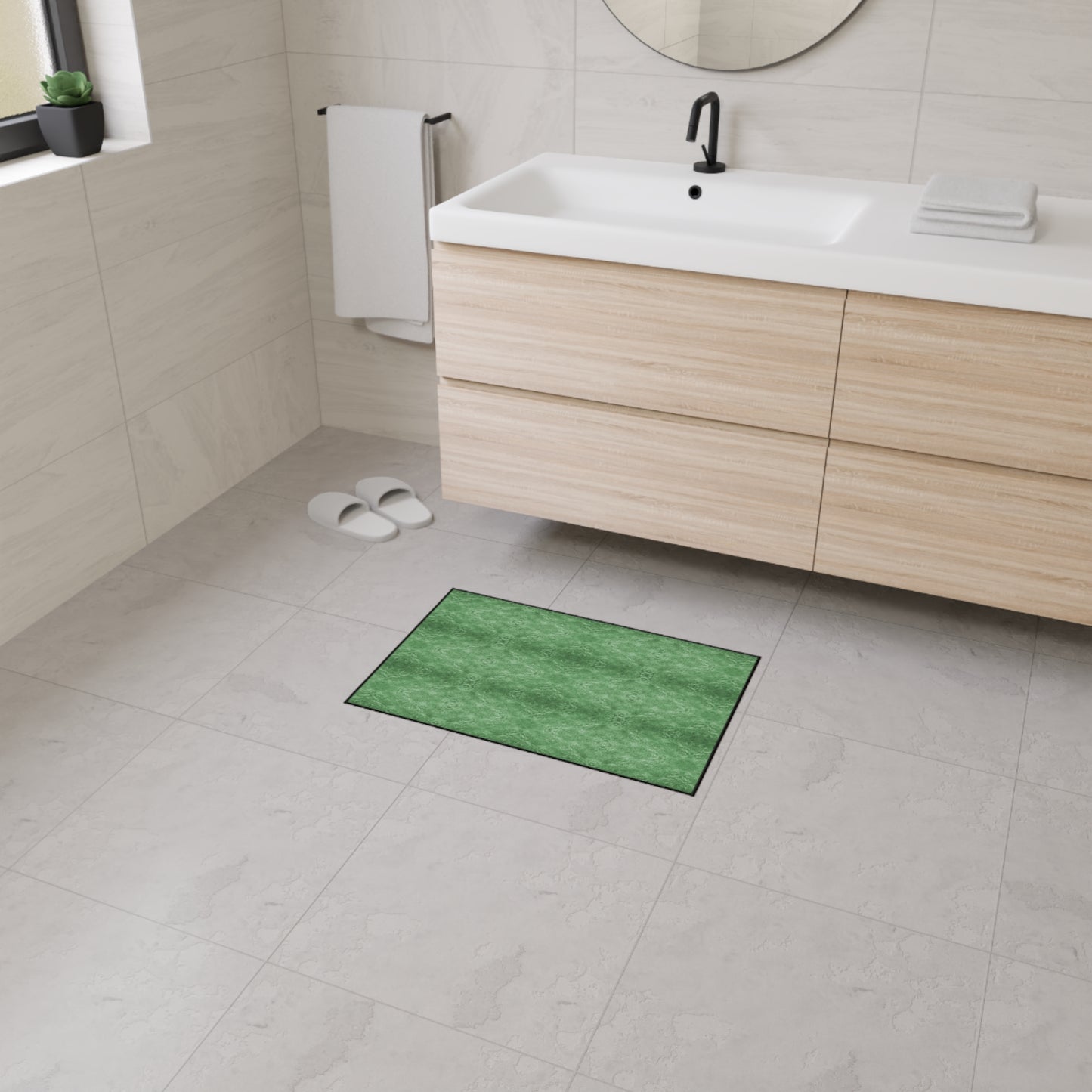 Green Textured Heavy-Duty Floor Mat — Durable Indoor/Outdoor Entry Rug