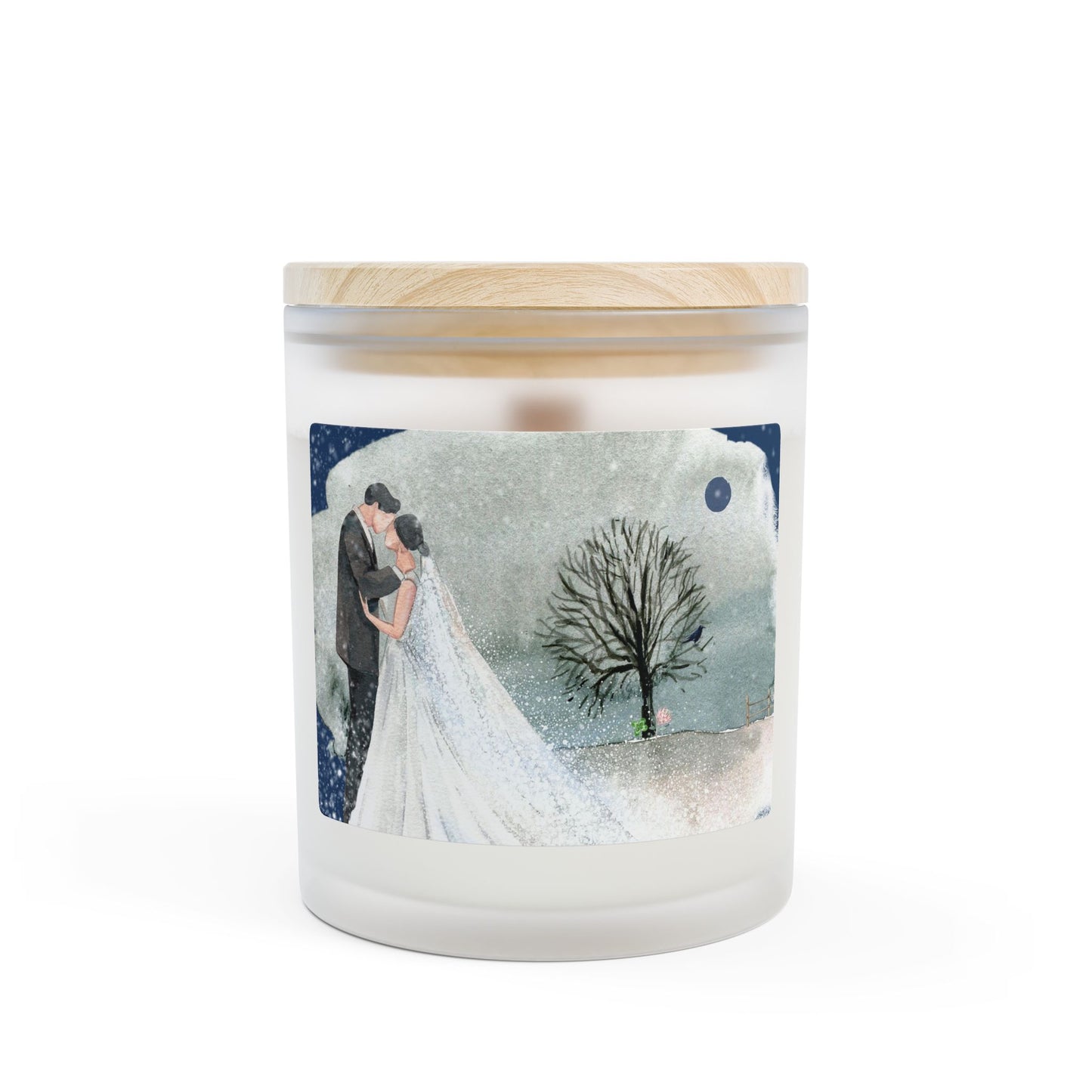 Winter Romance Candle, Cozy Wedding Gift, Frosted Glass Candle, Home Decor, Wedding Candle, Aromatherapy Candle