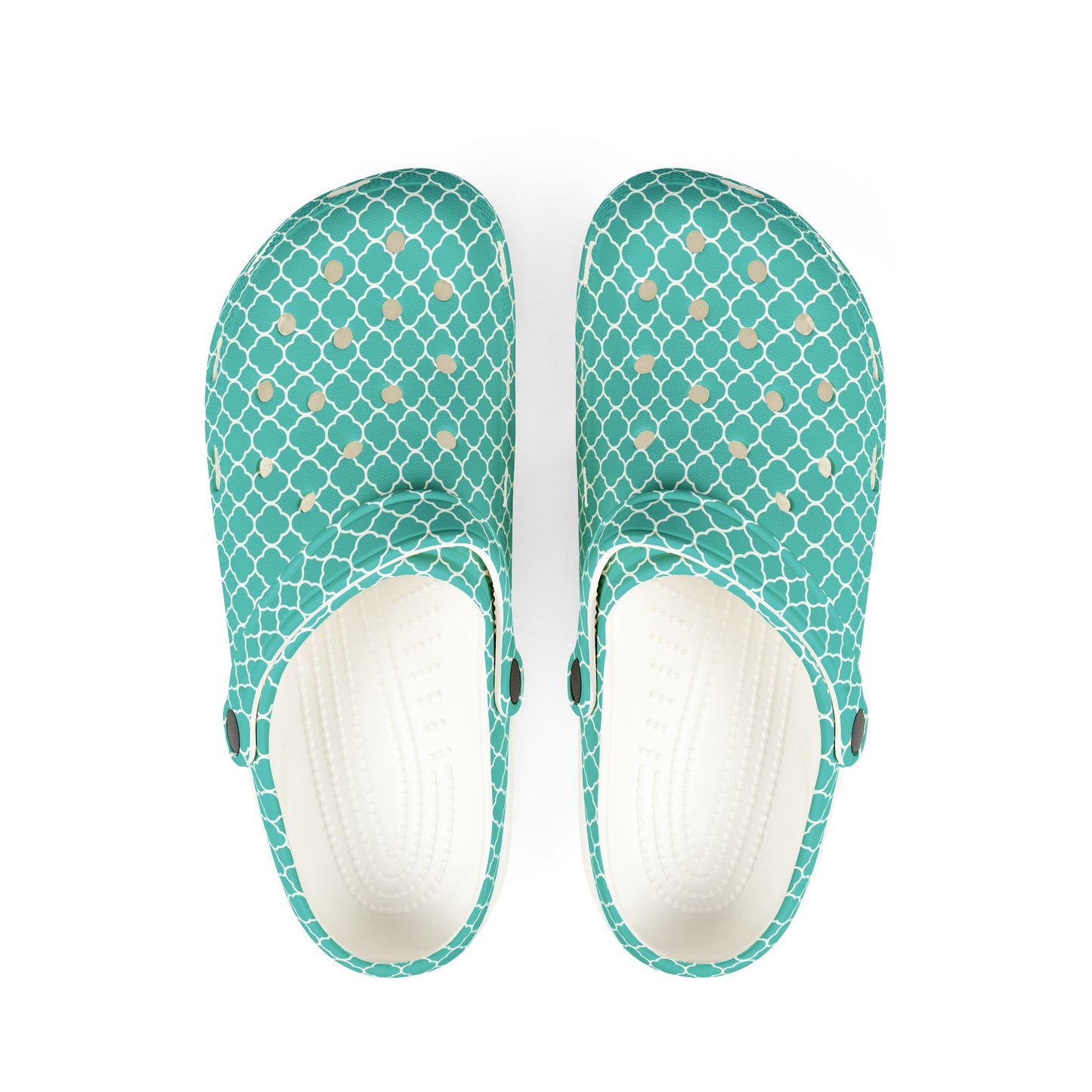 Aqua Tile Pattern EVA Clogs — Lightweight Casual Slip-On Shoes