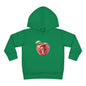 Cute Apple Toddler Pullover Fleece Hoodie - Cozy, Fun, Playful Kidswear, Perfect Gift for Birthdays, Play Dates, or Fall Outings