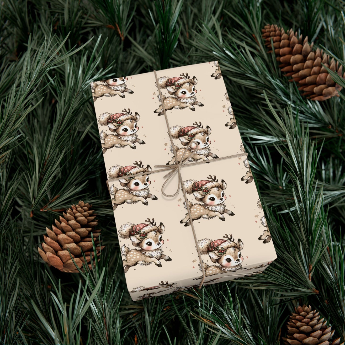 Gift Wrap Paper — Cute Retro Teddy Bear Pattern (Neutral Beige)