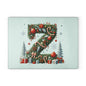 Christmas Wreath Letter 'Z' Glass Cutting Board — Holiday Kitchen Décor with Ornaments & Gifts