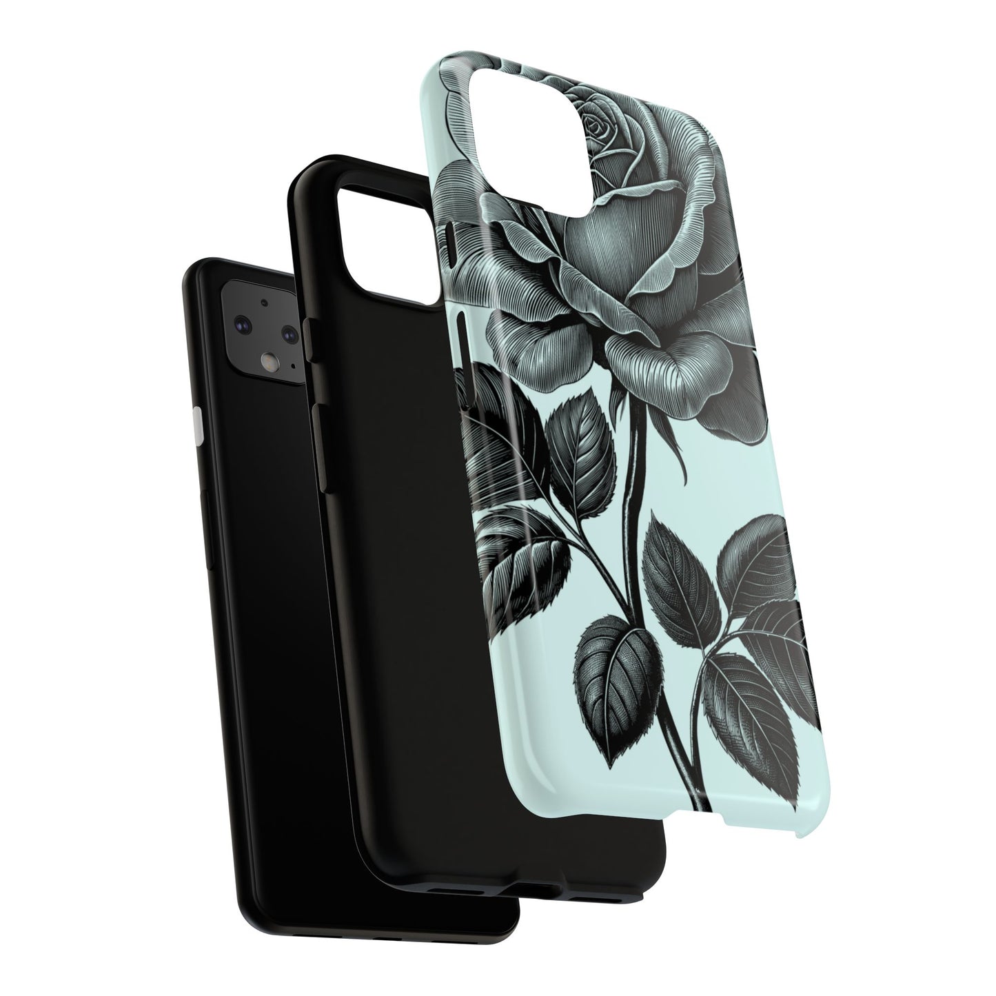 Elegant Floral Phone Case, Tough Cases for iPhones, Black Rose Design, Gift for Her, Stylish Phone Cover, Birthday Gifts