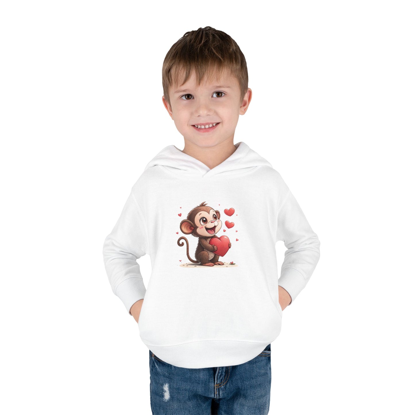 Adorable Toddler Monkey Love Hoodie, Birthday Gift, Kids Pullover, Baby Shower Gift, Cute Fleece Sweatshirt
