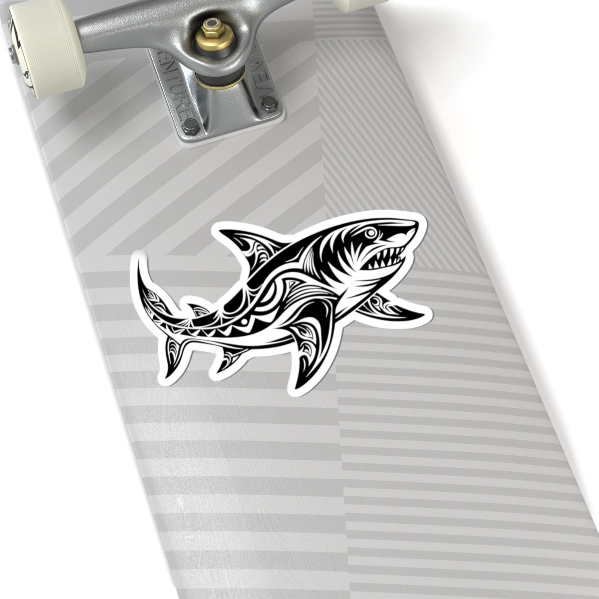 Tribal Shark Kiss-Cut Stickers – Bold Ocean-Inspired Decals for Laptops and More