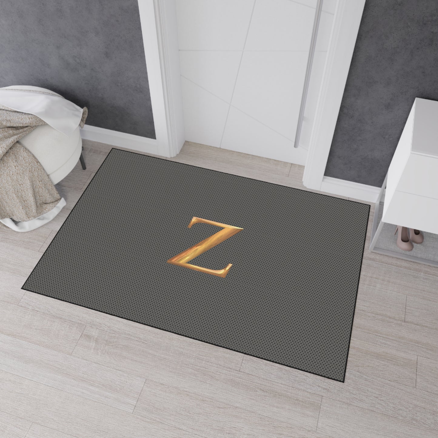 Gray and Gold Monogram Z Heavy-Duty Floor Mat